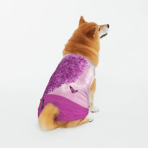 Памучни кошули со миленичиња виолетова срце-дрво-путерфли кученца костуми куче мачка пижами меки кучиња