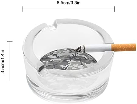 Сиво камуфлажано стакло од пепел, тркалезна цигари, држач за фиока за пепел за украси за внатрешна канцеларија