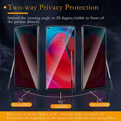 [2+2 Пакување] 2 Заштитник На Екранот За Приватност на Пакувањето За Moto G Pyllus 2021 со 2 Пакувања Заштитник На Објективот На Фотоапаратот,9h