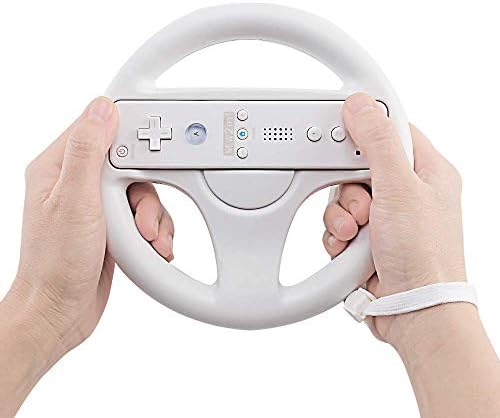 Воланот на PowerLead за Wii Controller, 2 парчиња бело тркачко тркало компатибилно со Mario Kart, тркало за контролори на игри за Nintendo
