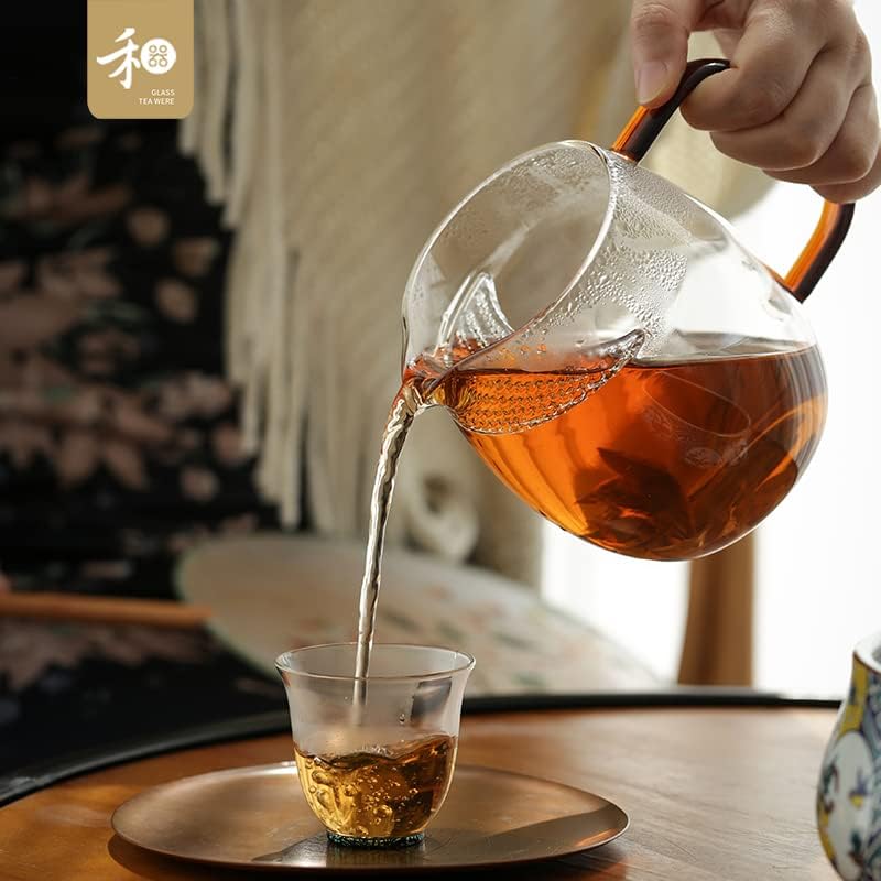 Taiwan Woqi Голем 850ml Ченгран чај сет фер чаша полумесечен филтер Интегриран чај чај дедел 台湾 禾器 号 号 850ml 澄然 茶器 公道杯月牙 过滤 煮 茶壶 玻璃