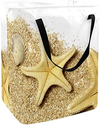 Морска ѕвезда На Плажа Песок Печатење Склопувачки Пречки за Перење АЛИШТА, 60 ЛИТРИ Водоотпорни Корпи За Перење Корпа За Перење Облека Играчки