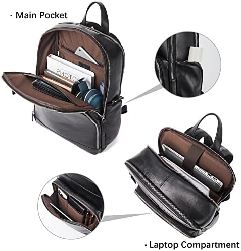 Бостатен мажи кожа ранец 15,6 ”лаптоп ранец за патувања деловни канцеларии торба со голем капацитет колеџ дневен пакет