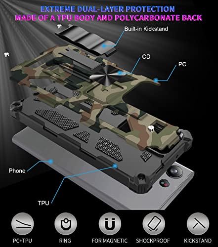 Eilkmcre За Samsung Galaxy S23 Ultra 5G Случај, Маскирна Дизајн Телефон Случај Со Вграден Kickstand Тешки Удар Отпорни Воена Одделение