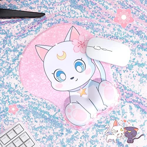 Belugadesign подлога за глувци со мачки | Симпатична каваи, лушпа розова бела морнар, пастела месечина, цвет сакура starвезда шепа аниме музопада