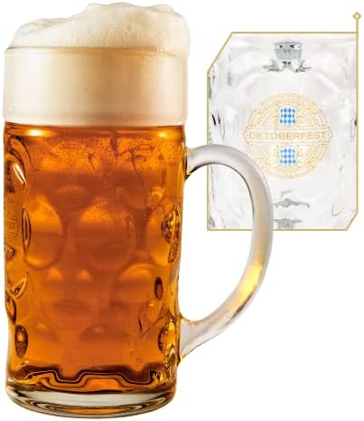 Октоберфест Стаклена Кригла За Пиво-Автентично Пиво Штајн-Традиционални германски Чаши за пиво - Францисканер Кригла Вајсбиер Стакло - 1 Литар
