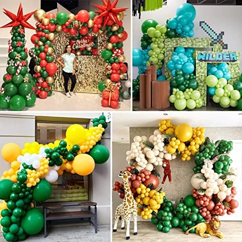 Зелени Балони, 105 парчиња Темно Зелен Балон Венец Лак Комплет Различни Големини 5 10 12 18 Инчен Латекс Шумски Балони За Роденден Божиќ