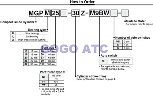 Цилиндер за компактни водичи на типот SMC со перница за воздух MGPL20-30 топка за грмушка MGP MGPL серија Нов цилиндер на тенки