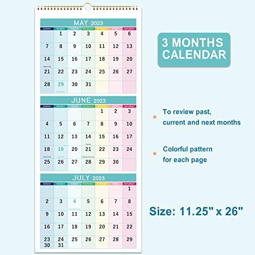 Ѕид Календар 2023-2024 - 2023-2024 Календар, 3-Месечен Ѕид Календар Дисплеј, МАЈ. 2023-ЈУНИ. 2024, 11.25 х 26, Вертикален Календар 2023-2024