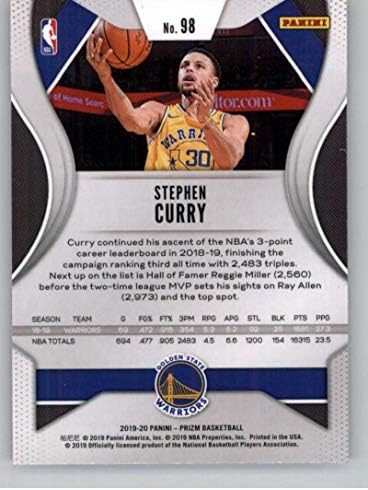 2019-20 кошарка PRIZM 98 Стивен Кари Голден Стејт Вориорс Официјална трговска картичка во НБА од Панини Америка