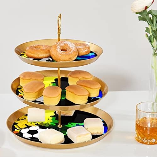 Тркалезна чаша торта кула екранот, 3 нивоа на држач за пластични десерти од тесто, фиока за десерт кула за овошје од бонбони, торта апстрактна
