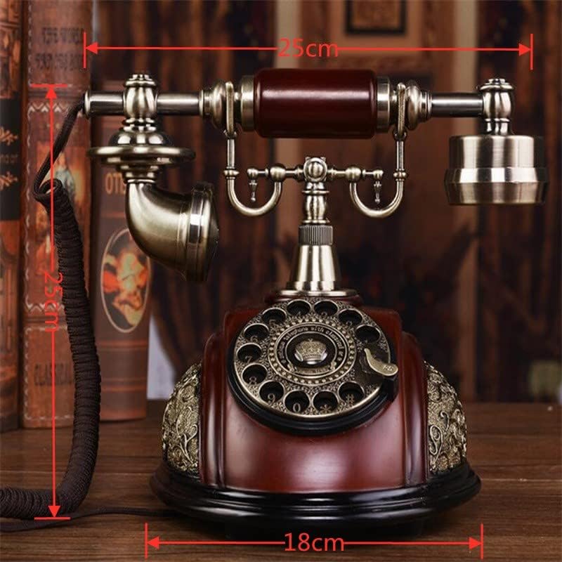 Телефонски ретро -фиксни телефони со Gayouny Dial со класично метално bellвонче, кабел телефон со звучник и редицијално за дома