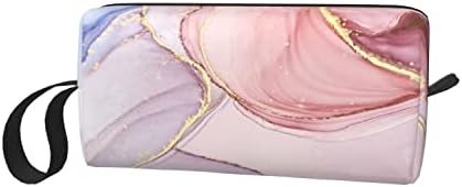 YUMQSEOS Шминка Торба Патување Козметички Кеси Мала Шминка Торба За Чанта Водоотпорен Патент Торбичка За Жени Девојки-Розова Мермер