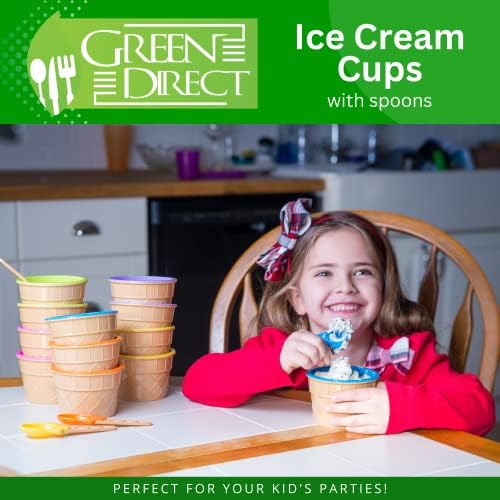Зелени Директни Чаши За Сладолед Со Лажици/Големо Пластично Јадење Со Лажица/Десерт Сунди Замрзнати Чинии Со Јогурт Забавата Со Чаши За Сладолед