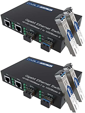 Multidode конвертор на Cabberack Gigabit Media Converter до SingleMode се-во-едно прекинувач со двојни порти за етернет 10/100/1000m
