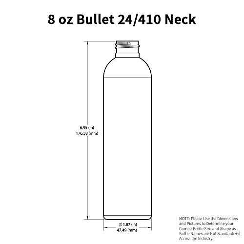6 парчиња празно бело HDPE шише 8 мл - пластични шишиња со куршуми - 24/410 СПРП на магла мазно црно - заптивка за свежина и спречување на протекување