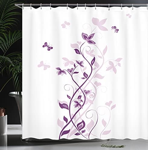 Амбесон Виолетова Завеса За Туширање, Виолетово Дрво Што Се Врти персиска Јоргована Цвета Со Графички Украсни Растенија Од Пеперутка,