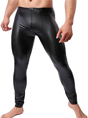 Машка машка кожена кожа тесни панталони за човечки хеланки ПВЦ долги панталони