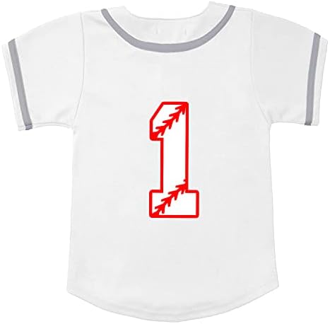 Baicaiyu Toddler 1-ви роденден бејзбол дрес на лежење на маицата со маица со модерна кошула со копче V-вратот