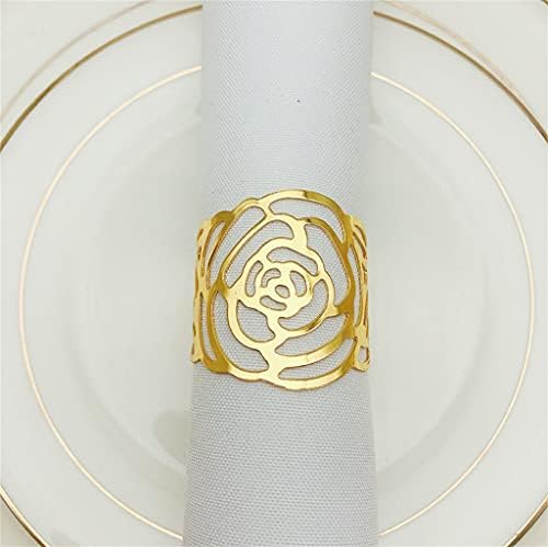 Ganfanren 10pcs хотел свадба метал роза цвет салфетка торба прстен декорација уста крпа прстен сад за украси (боја: в, големина