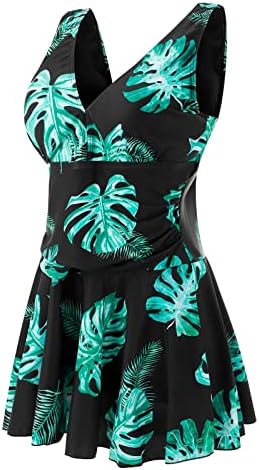 Женска облека за пливање 1 парче плус големина на стомак контрола на плоштад врат гроздобер 2023 летен одмор на плажа трендовски обични танкини