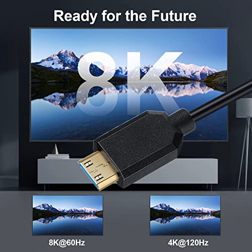 Qaoquda 8k мини hdmi кабел кабел, 48gbps со голема брзина мини hdmi машко до мини HDM машки спирален адаптер, мини HDMI 8K Ultra