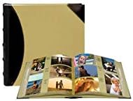 Пионерски зашиен албум со фото -албум, покритие со ткаенини од кожа, има 500 4x6 - инчни фотографии, 5 на страница, црна/беж