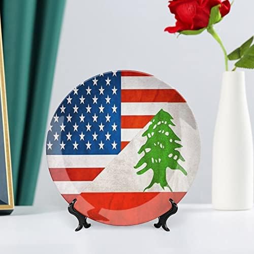 Гроздобер американски либанско знаме коска Кина Декоративна чинија Керамички плочи занает со приказ за украси за домашни работи