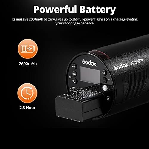 Godox AD100Pro Flash 100Ws TTL 2.4 G HSS 1/8000s Џеб Флеш Светло со 7.2 V/2600mah Литиум Батерија 360 Целосна Моќност Трепка 0.01-1.5