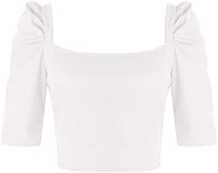 Bluze Bustier кошула за дами лето есен 2023 облека мода со кратки ракави екипаж Дупе тенок туничен врв
