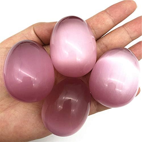 Shitou2231 5 парчиња со голема големина розова мачка, камена камена јајце во облик на јајце -камења, гемстон, кристално заздравување,