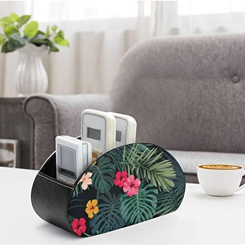 Hibiscus Floral Tropical Palm Model PU Fore Leather Remote Contain Lounder Desk Tesk Cox Cox со 5 оддели