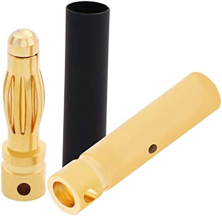 20 пара женски машки 4мм 4,0мм златен куршум приклучок за приклучок за батерија ESC ESC моторна жица приклучок со цевка за намалување