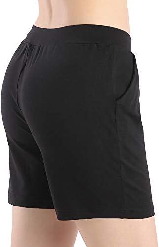 Кингван женски шорцеви со џебови Еластична половината спандекс салата за атлетски кратки панталони јога