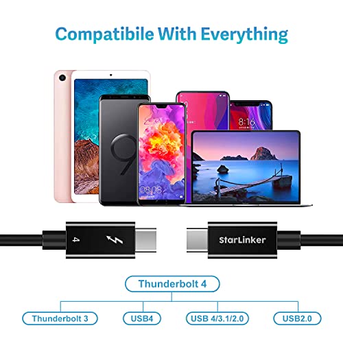 Starlinker Thunderbolt 4 Кабел 3,3ft, поддржува дисплеј 8K HD, трансфер на податоци од 40 Gbps, 100W полнење USB C до USB C кабел, компатибилен