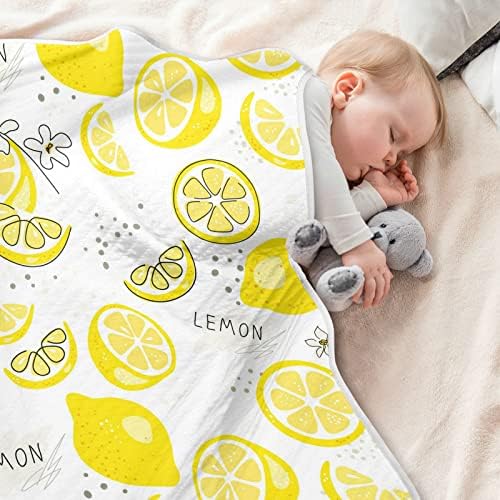 Yellowолта лимон бебешки ќебиња за момчиња Супер меко топло дете ќебиња за девојчиња, лесна креветче за креветчиња, фрли ќебе