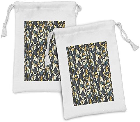 Амбезон апстрактна торбичка за ткаенини од 2, фрактални облици на нечистотија во контрастни тонови дијагонална слика во стилот на мозаик,
