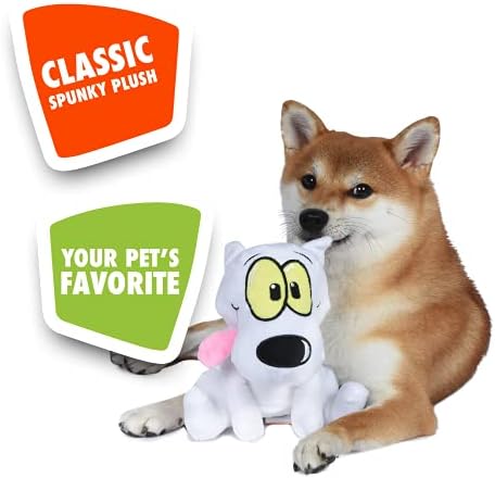 Никелодеон за модерни животни фигури на домашни миленици Роко, кадифен играчка за кучиња | 6 инчи бела пискава играчка за кучиња за сите кучиња | Никелодеон играчки ?