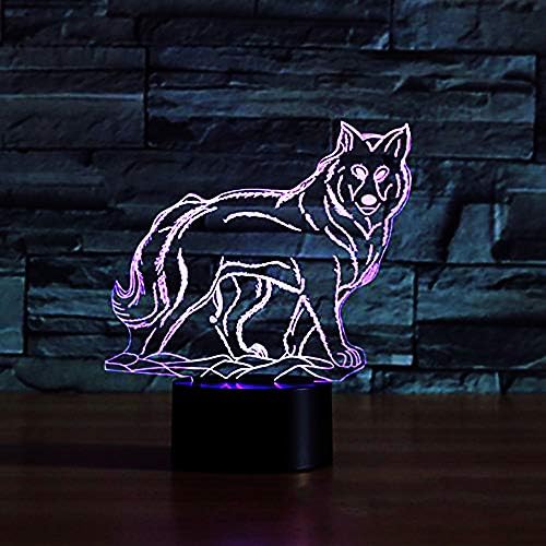3Д волк ноќен светлосниот допир прекинувач за допир Декор табела биро Оптички илузија ламби 7 светла за промена