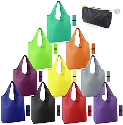 Beegreen 12 пакувања за намирници што можат да се користат за намирници, преклопливи торбички за еднократно купување, рефус разнобојни