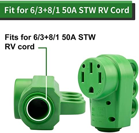 Rvguard NEMA 14-50R RV замена женски приклучок, 125/250V 50 засилувач со рачка за исклучување, зелена