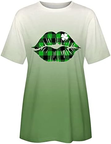 Денот на Денот на Свети Патрикс, жените обични шами печатени маички со краток ракав што излегуваат на врвови зелени кошули за жени графички маички