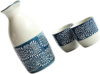 Bestonzon 3 комплети јапонски садови за садови за садови за садови, обоени вклучуваат занаетчиски маса керамички складирање ml истурете охоко сино