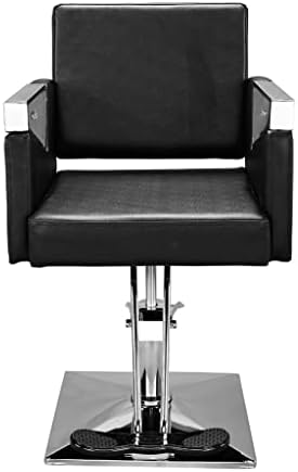 Mgwye Square бербер стол опрема за убавина опрема PVC кожа црна лесна собрана чиста 74x60x90/105cm