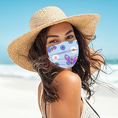 PAXOSTRO 50PCS летен празник Face_masks за возрасни, 3-дише ладна маска за прашина со ушна јамка за возрасни кои работат патување