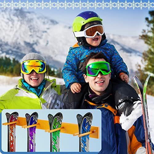 2 Еез Дрвена Решетка За Скијање Монтирана На Ѕид За Гаража Ѕид За Скијање Дрвена Решетка За Сноуборд Ѕидна Монтажа Вертикален Држач