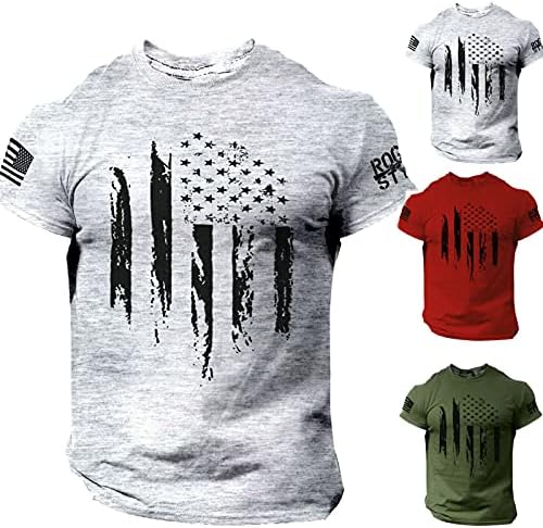 Патриотска маица за бадхуб за мажи Обичен лабава лабава кошула со кратки ракави, 4-ти јули, кошули со печатење на знамиња на американско