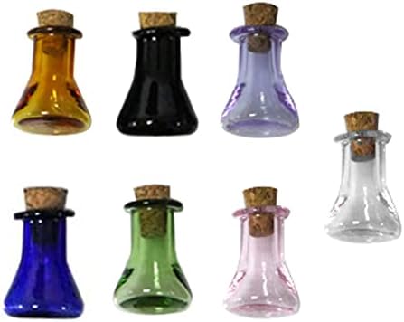 7PCS мини триаголник стаклени шишиња празни ампули ситни тегли со стопери со плута кои сакаат шише лебдат шише шише шише декоративно шише за
