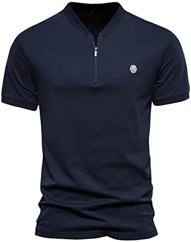 Озммијан маж за голф кошула со кратки ракави Хенли кошули без атлетска маица четвртина од четвртина патент случајни тенок вклопуваат