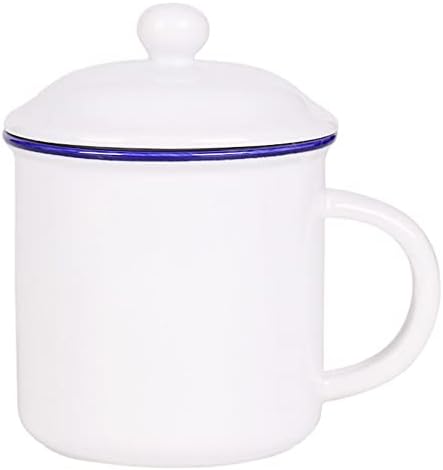 Topbathy 2pcs емајл кампови чаши од 400 мл кампување чаша поставена чаша чај со капаче кафе кригла млеко сок од кригла чаши чаши вода чаши